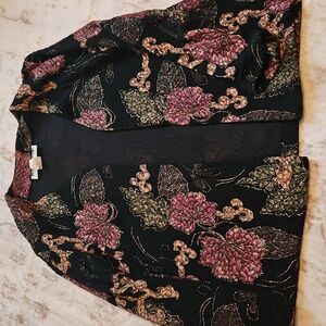 Black Floral Embroidered Blazer
